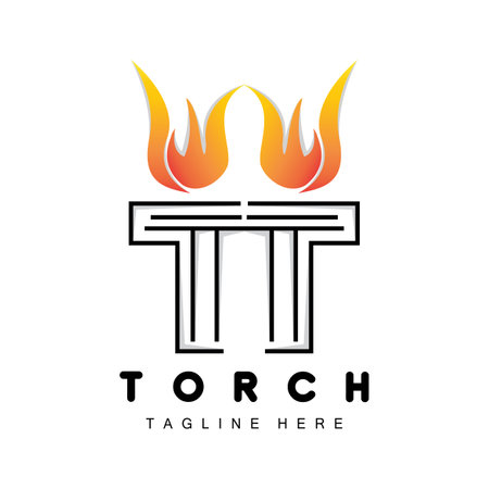 Torch Logo, Fire Design, Letter Logo, Product Brand Iconのイラスト素材