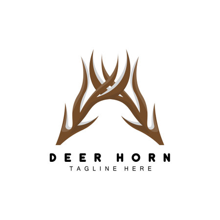 Deer Antler Logo, Antler Icon Illustration, Christmas Santa Animal Vector, Brand Designのイラスト素材