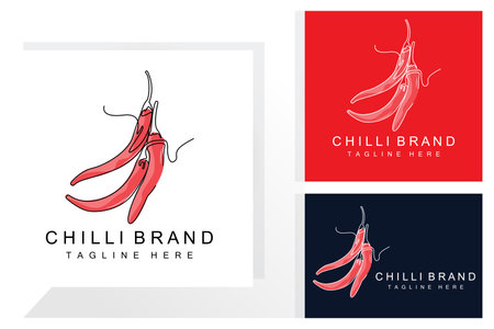 Spicy Chili Logo Design, Red Vegetable Illustration, Kitchen Ingredients, Hot Chili Vector Brand Productsのイラスト素材