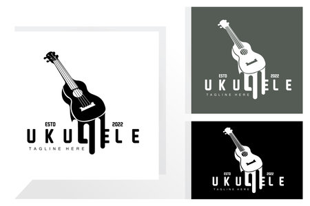 Minimalist Ukulele Music Logo Design, Ukulele Guitar Vector. Ukelele Logo Designのイラスト素材