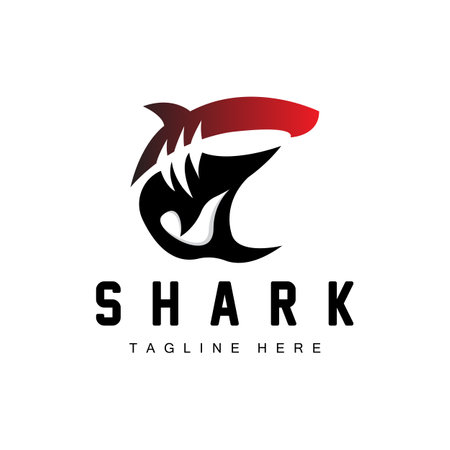 Shark Logo, Wild Fish Vector Illustration, Ocean Predator, Product Brand Design Iconのイラスト素材
