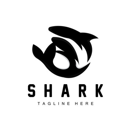 Shark Logo, Wild Fish Vector Illustration, Ocean Predator, Product Brand Design Iconのイラスト素材