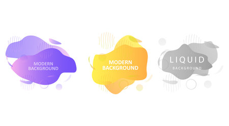 Abstract Liquid Shape. Water Paint Design, Abstract Modern Element Vector. Colored Gradient. Illustration Banner Abstract Gradient Liquid Shapeのイラスト素材