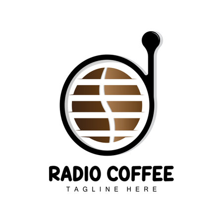 Coffee Radio Logo, Podcast Radio Design, Coffee Icon, Coffee Cafe Logo Product Brand Vectorのイラスト素材