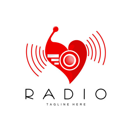 Radio Logo, Podcast Design, Broadcast Icon Product Brand Vectorのイラスト素材