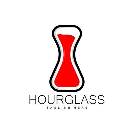 Hourglass Logo, Clock Time Design, Glass And Sand Style, Product Brand Illustration And Templateのイラスト素材