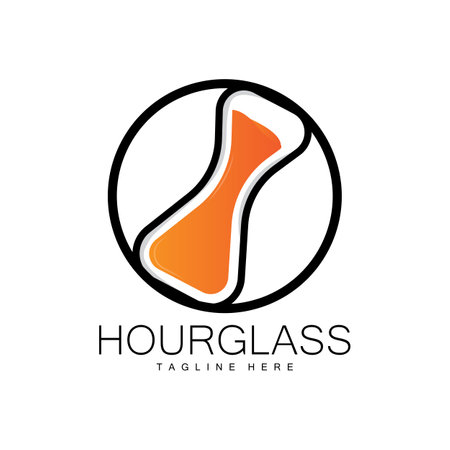 Hourglass Logo, Clock Time Design, Glass And Sand Style, Product Brand Illustration And Templateのイラスト素材