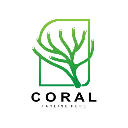 Coral Logo, Sea Plants Place Marine Animals, Ocean Vector, Seaweed Iconsのイラスト素材