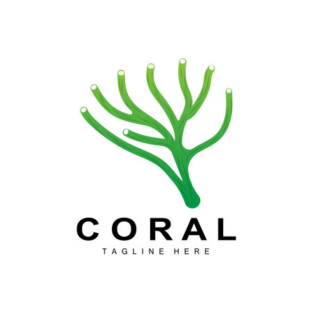 Coral Logo, Sea Plants Place Marine Animals, Ocean Vector, Seaweed Iconsのイラスト素材