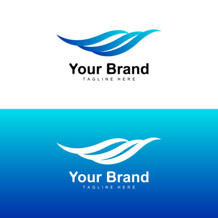 Ocean Wave Logo, Water Wave Design, Brand Design Vectorのイラスト素材