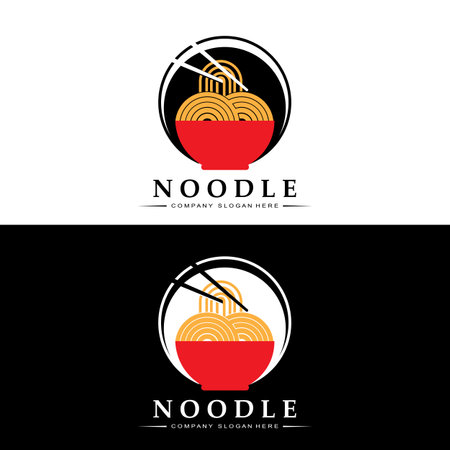 Noodles Logo, Asian Food Vector, Design Suitable For Ramen Noodle Shops And Restaurantsのイラスト素材