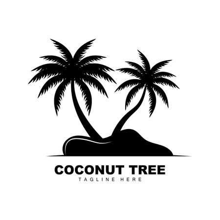 Coconut Tree Logo, Ocean Tree Vector, Design For Templates, Product Branding, Beach Tourism Object Logoのイラスト素材