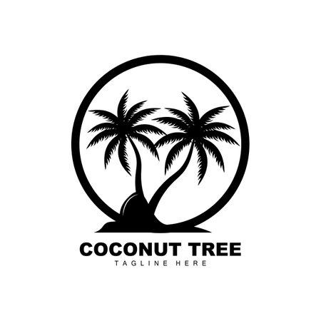 Coconut Tree Logo, Ocean Tree Vector, Design For Templates, Product Branding, Beach Tourism Object Logoのイラスト素材