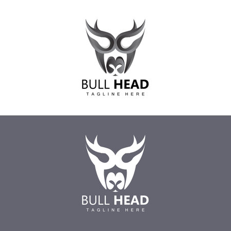 Bull Head Logo, Farm Animal Vector, Livestock Illustration, Company Brand Iconのイラスト素材