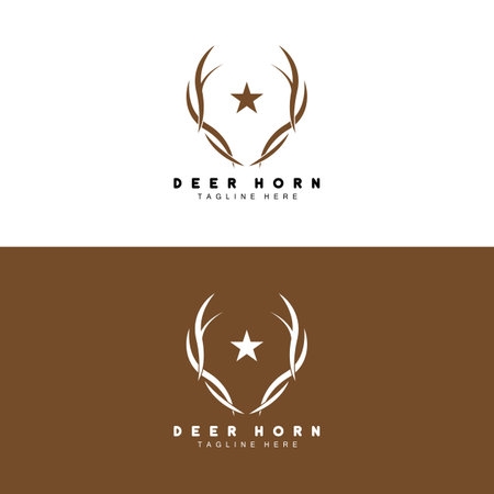 Deer Antler Logo, Antler Icon Illustration, Christmas Santa Animal Vector, Brand Designのイラスト素材