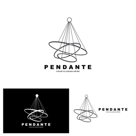 Home Decoration Hanging Lamp Logo, Home Furniture Design Vectorのイラスト素材