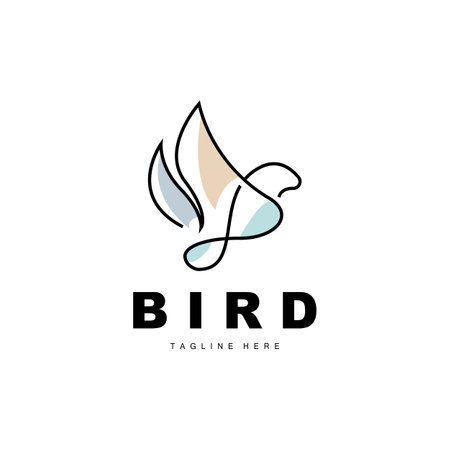 Bird Logo. Bird Wings Vector. Minimalist Design  For Product Branding and Template Icon Illustrationのイラスト素材