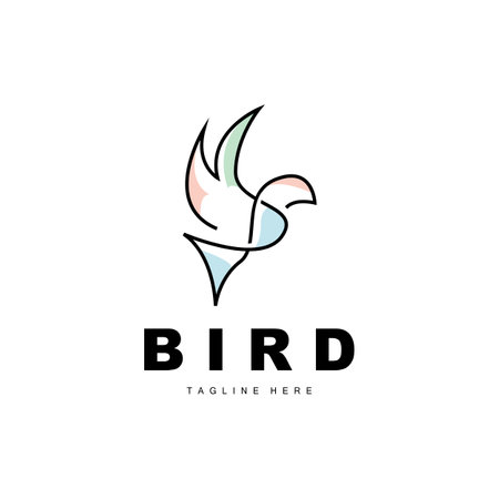 Bird Logo. Bird Wings Vector. Minimalist Design  For Product Branding and Template Icon Illustrationのイラスト素材