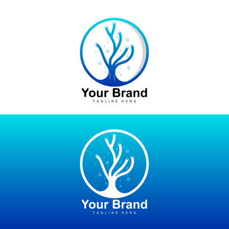 Coral Logo, Sea Plants Place Marine Animals, Ocean Vector, Seaweed Iconsのイラスト素材