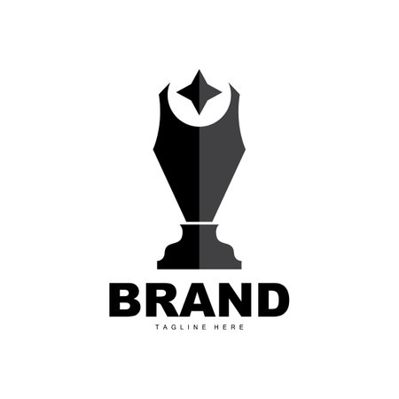 Trophy Logo Design, Award Winner Championship Trophy Vector, Success Brandのイラスト素材