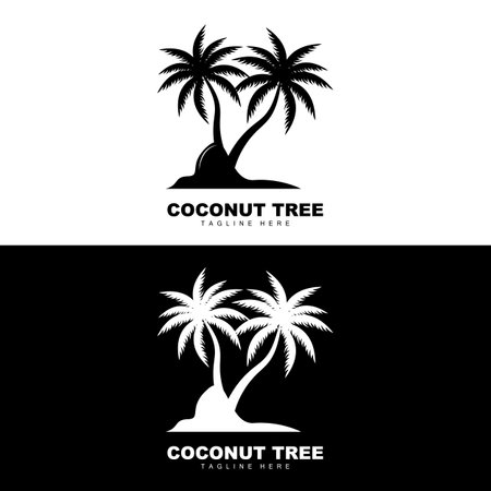 Coconut Tree Logo, Ocean Tree Vector, Design For Templates, Product Branding, Beach Tourism Object Logoのイラスト素材