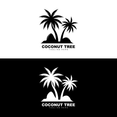 Coconut Tree Logo, Ocean Tree Vector, Design For Templates, Product Branding, Beach Tourism Object Logoのイラスト素材
