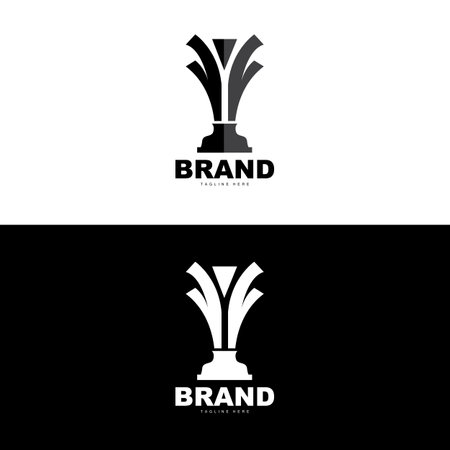 Trophy Logo Design, Award Winner Championship Trophy Vector, Success Brandのイラスト素材