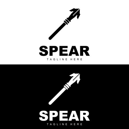 Spear Logo, Long Range Throwing Weapon Target Icon Design, Product And Company Brand Icon Illustrationのイラスト素材