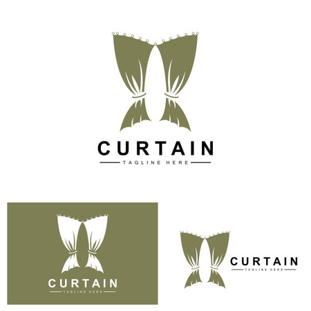 Home And Exhibition Curtain Logo Design, Building Decoration Vector Illustrationのイラスト素材