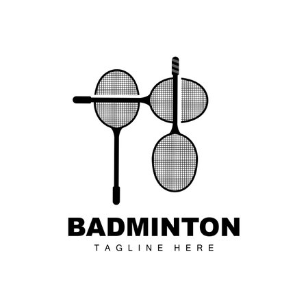 Badminton Logo, Sport Game Vector With Shuttlecock Racket, Sport Branch Design, Template Iconのイラスト素材