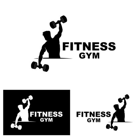 Gym Logo, Fitness Logo Vector, Design Suitable For Fitness, Sports Equipment, Body Health, Body Supplement Product Brandsのイラスト素材
