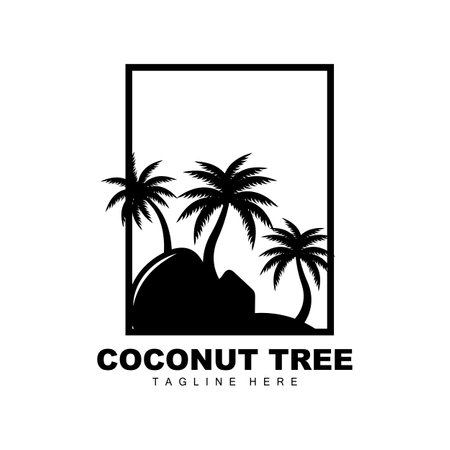 Coconut Tree Logo, Ocean Tree Vector, Design For Templates, Product Branding, Beach Tourism Object Logoのイラスト素材