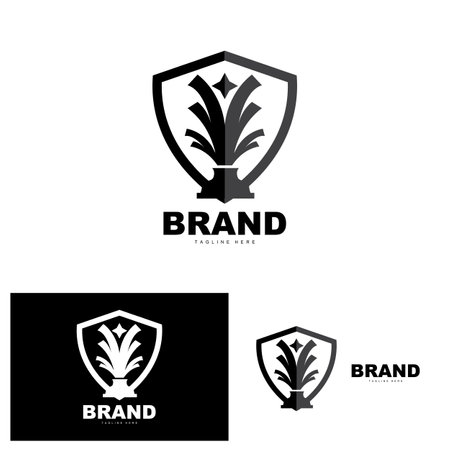 Trophy Logo Design, Award Winner Championship Trophy Vector, Success Brandのイラスト素材