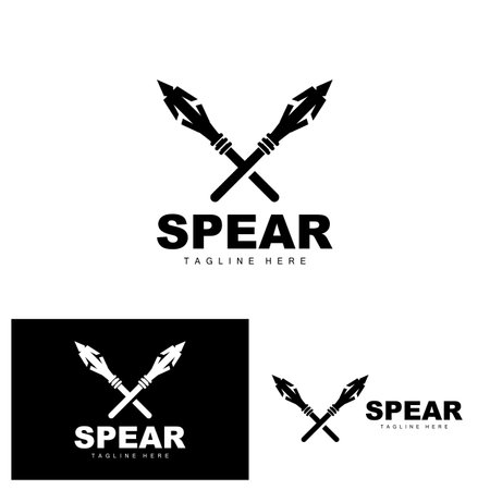 Spear Logo, Long Range Throwing Weapon Target Icon Design, Product And Company Brand Icon Illustrationのイラスト素材
