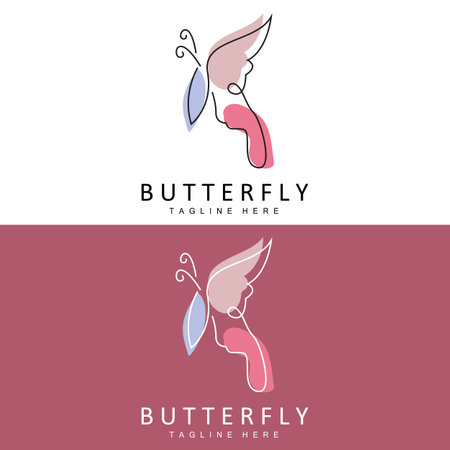 Butterfly Logo, Animal Design With Beautiful Wings, Decorative Animals, Product Brandsのイラスト素材