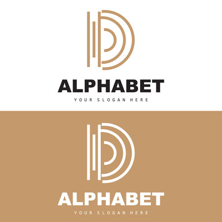 D Letter Logo, Simple Alphabet Design, Modern Minimalist Font Vectorのイラスト素材
