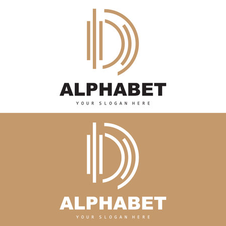 D Letter Logo, Simple Alphabet Design, Modern Minimalist Font Vectorのイラスト素材