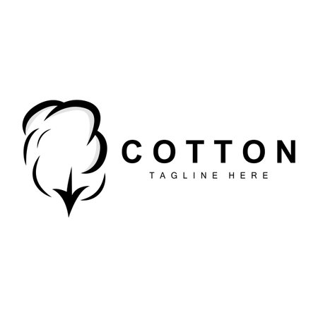Cotton Logo, Soft Cotton Flower Design Vector Natural Organic Plants Apparel Materials And Beauty Textilesのイラスト素材