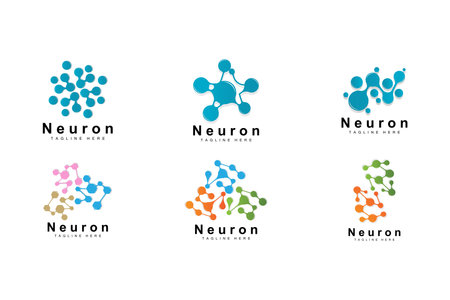 Neuron Logo Design Vector nerve cell illustration Molecular DNA health brandのイラスト素材