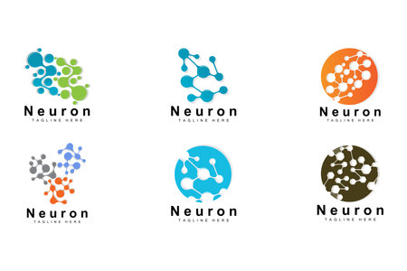 Neuron Logo Design Vector nerve cell illustration Molecular DNA health brandのイラスト素材