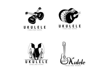 Minimalist Ukulele Music Logo Design, Ukulele Guitar Vector. Ukelele Logo Designのイラスト素材