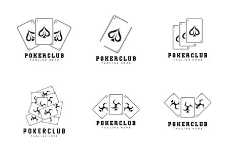 Poker Casino Card Logo, Diamond Card Icon, Hearts, Spades, Ace. Gambling Game Poker Club Designのイラスト素材