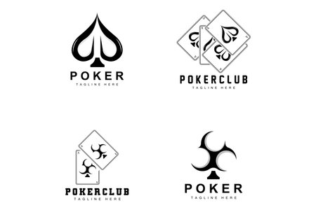 Poker Casino Card Logo, Diamond Card Icon, Hearts, Spades, Ace. Gambling Game Poker Club Designのイラスト素材
