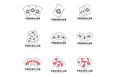 Poker Casino Card Logo, Diamond Card Icon, Hearts, Spades, Ace. Gambling Game Poker Club Designのイラスト素材