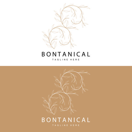 Botanical Logo, Nature Plant Design, Flower Plant Icon Vector With Line Modelのイラスト素材
