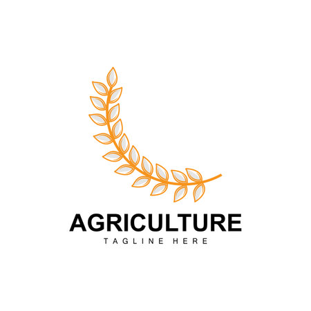 Rice Logo, Agriculture Design, Vector Wheat Rice Icon Template Illustrationのイラスト素材