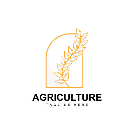 Rice Logo, Agriculture Design, Vector Wheat Rice Icon Template Illustrationのイラスト素材