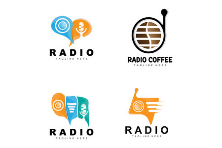 Coffee Radio Logo, Podcast Radio Design, Coffee Icon, Coffee Cafe Logo Product Brand Vectorのイラスト素材