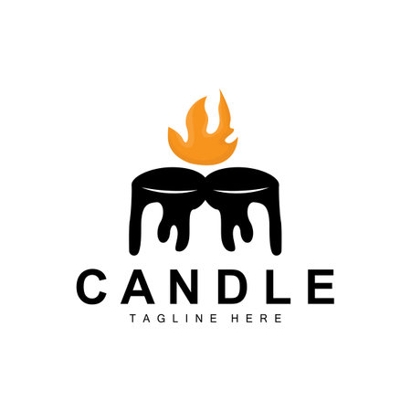 Candle Logo, Flame Lighting Design, Burning luxury Vector, Illustration Template Iconのイラスト素材