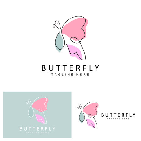 Butterfly Logo, Animal Design With Beautiful Wings, Decorative Animals, Product Brandsのイラスト素材